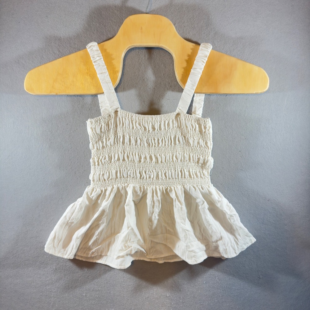 608 | DO+BE White Smocked Open Back Peplum Tank Women's Medium Cottagecore